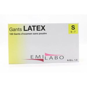 Gants Latex S 6/7 Sans Poudre boite de 100