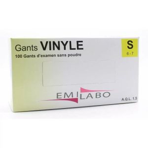 Gants vinyle taille S 6/7 non poudrés EMILABO