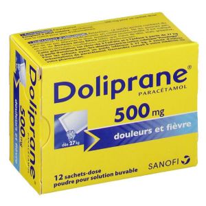 Doliprane 500 mg poudre pour solution buvable en 12 sachets-dose