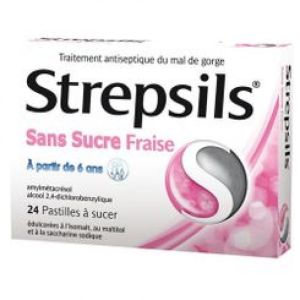 STREPSILS FRAISE SANS SUCRE pastille édulcorée à l'isomalt, au maltitol et à la saccharine sodique 2