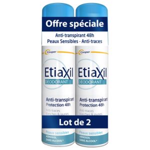 ETIAXIL Déodorant Anti-Transpirant Protection 48H Aérosol Lot de 2 x 150 ml