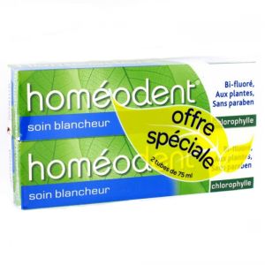 HOMEODENT dentifrice blancheur Chlorophylle lot 2 tubes de 75ml