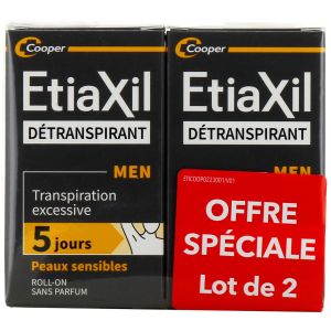 Etiaxil Men Détranspirant Aisselles Peaux sensibles Roll-on lot 2