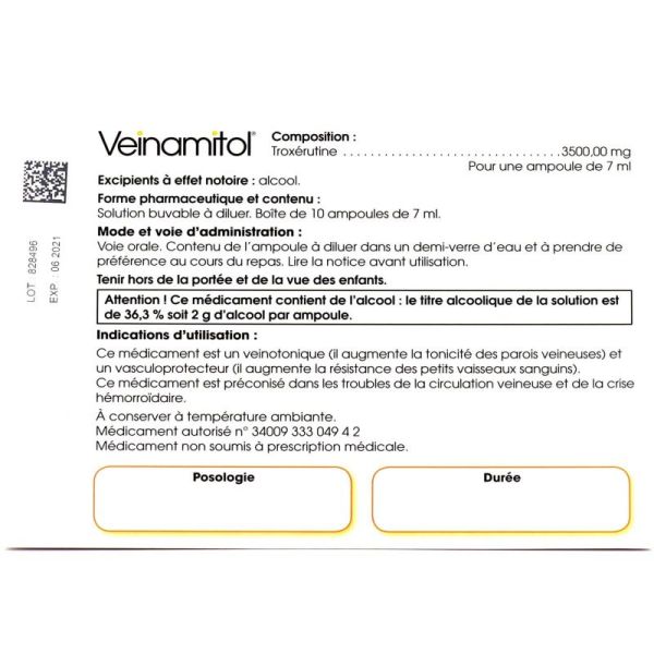 VEINAMITOL 3500 mg, poudre pour solution buvable en sachet