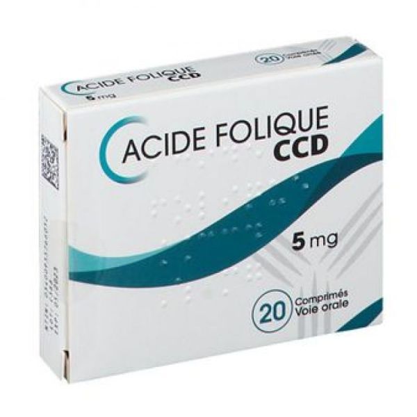 Acide Folique 5mg 20 Comprimés