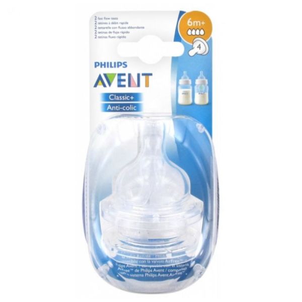 Tetine Avent Silicone Debit Rapide x2 6m+