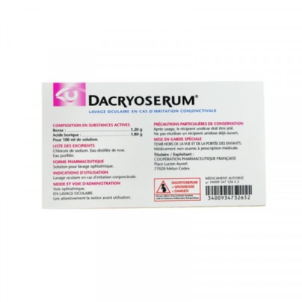 Dacryoserum, solution pour lavage ophtalmique en récipient unidose (20)