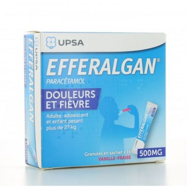 EFFERALGAN 500 mg, granulés en sachet vanille fraise x16