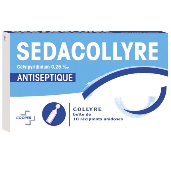 Sedacollyre cetylpyridinum 0,25p/mille, collyre en récipient unidose