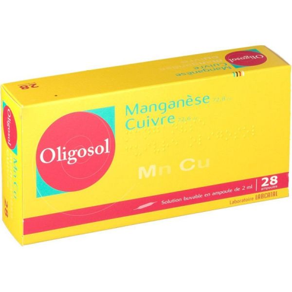 MANGANESE-CUIVRE OLIGOSOL, solution buvable en ampoule 28