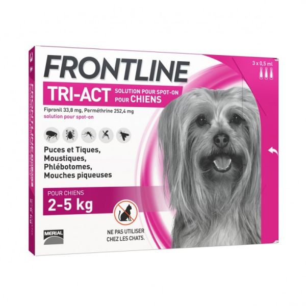 Frontline Tri-act chien S 2-5kg 3 pipettes