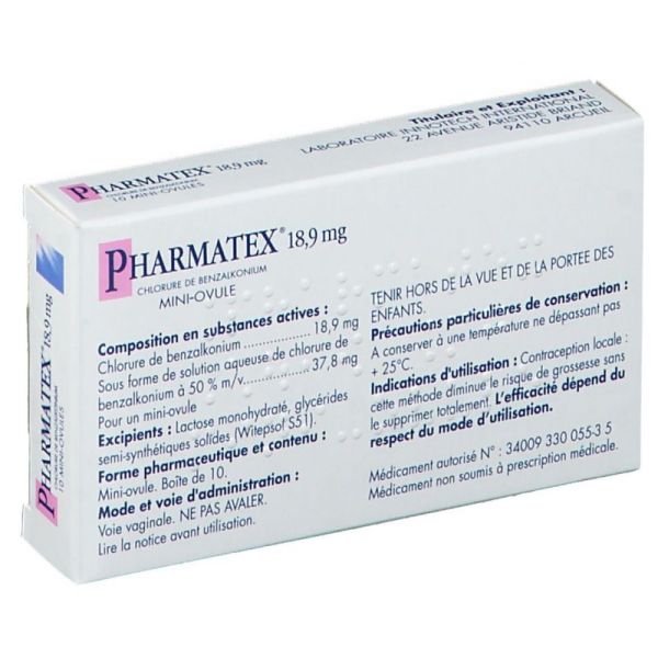 PHARMATEX 18,9 mg mini-ovule boite de 10