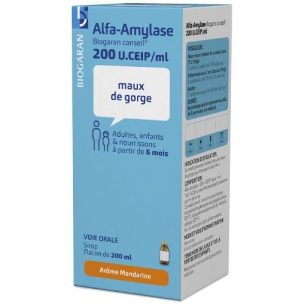 ALFA-AMYLASE BIOGARAN 200 U.CEIP/ml sirop 200ml