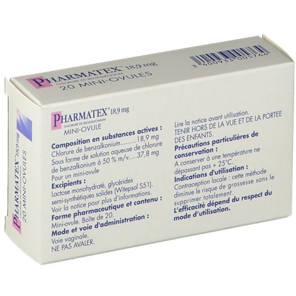 PHARMATEX 18,9 mg mini-ovule boite de 20