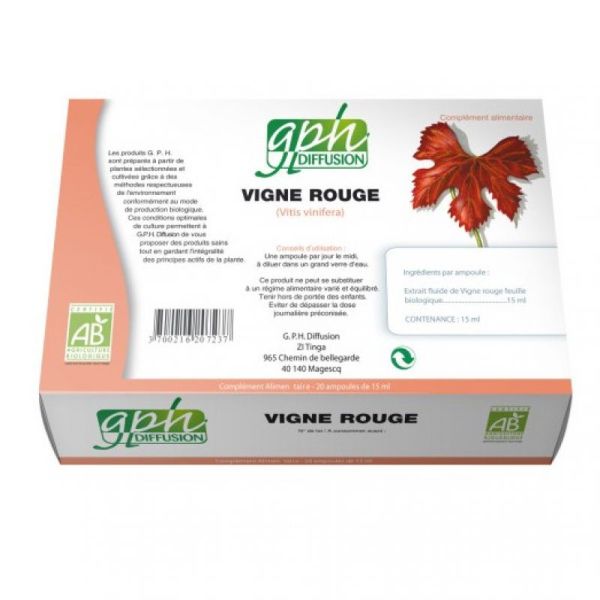 Vigne Rouge 20 ampoules buvables GPH BIO