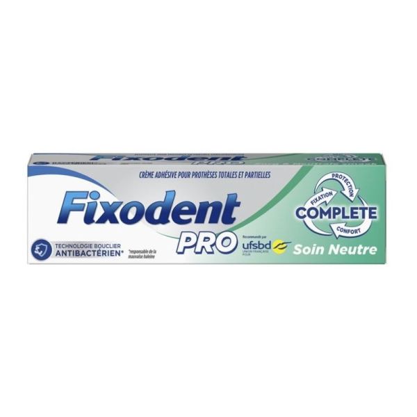 Fixodent Pro Soin Vert neutre Crème Adhésive Pour Prothèses Dentaires 47g