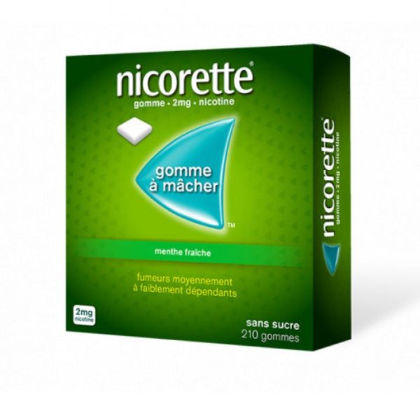 NICORETTE 2 mg SANS SUCRE, gomme à mâcher médicamenteuse édulcorée au sorbitol