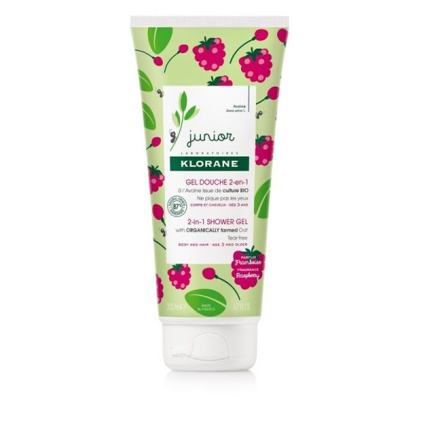 Klorane Junior Gel Douche 2en1 Corps et Cheveux 200 ml - Parfum : Framboise