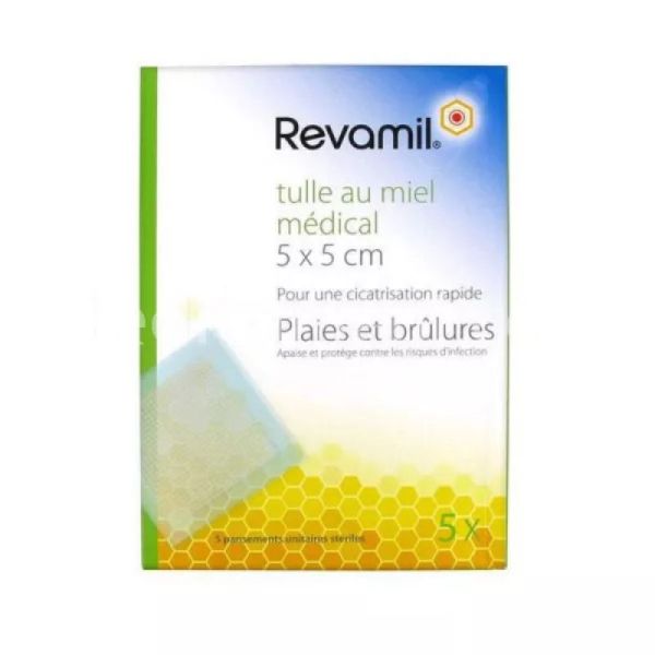 revamil tulle au miel médical 5x5cm