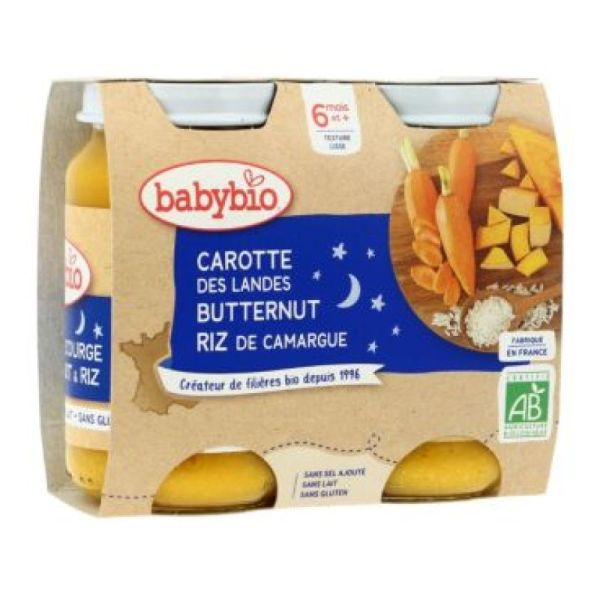 Babybio Petits pots Bonne Nuit Carotte Butternut Riz